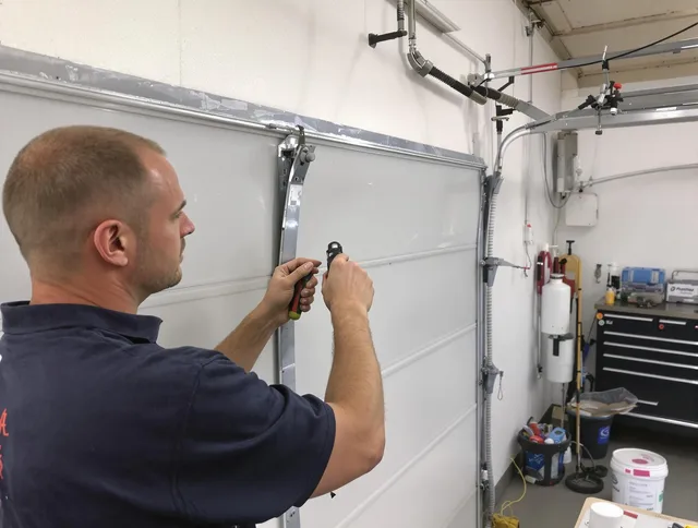 Before and after garage door dent repair by Ridgefield Garage Door Repair in Ridgefield