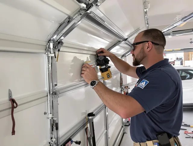 Ridgefield Garage Door Repair technician quieting a noisy garage door in Ridgefield
