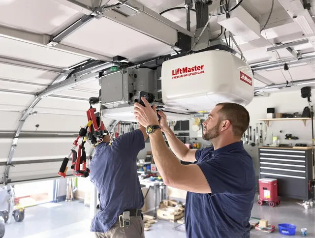 Ridgefield Garage Door Repair technician performing advanced diagnostics on garage opener in Ridgefield