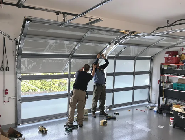 Ridgefield Garage Door Repair expert performing precise panel replacement on Ridgefield garage door